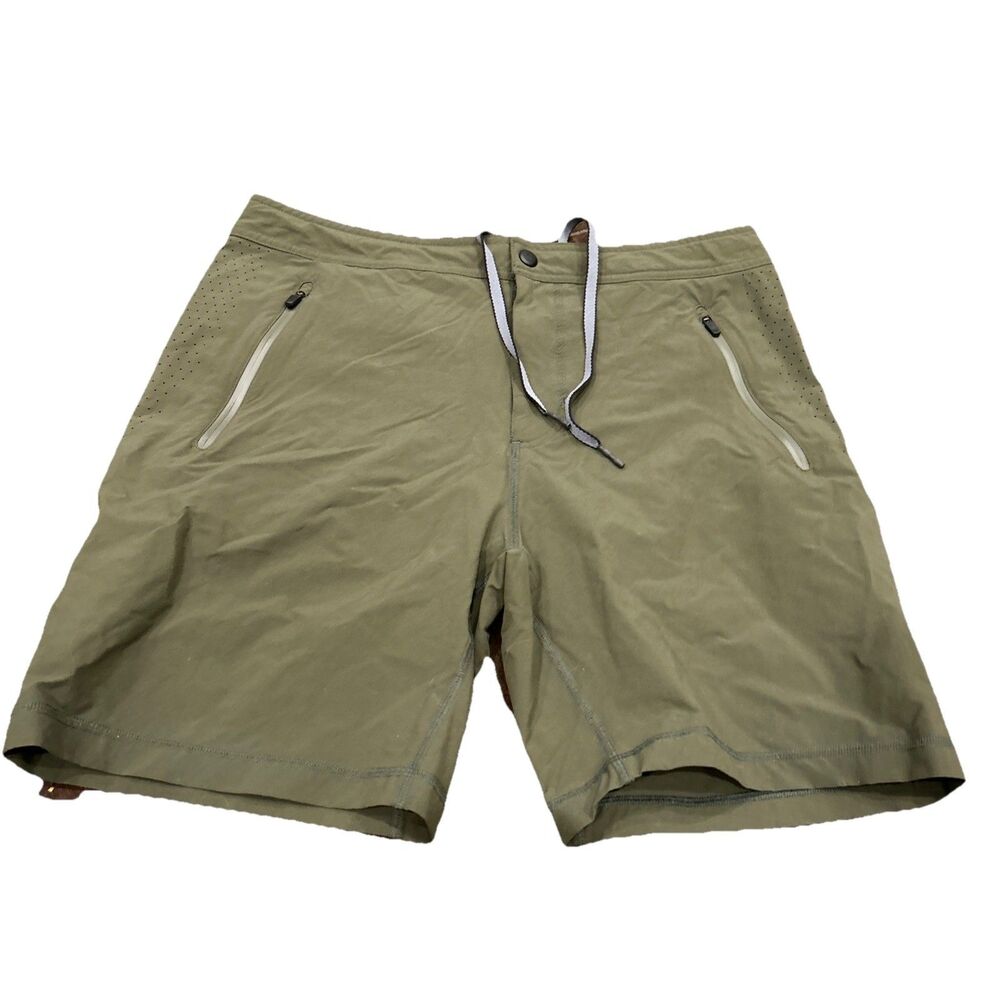 Mack Weldon Performance Golf Shorts Mens Large Green Lightweight Zip Pockets L